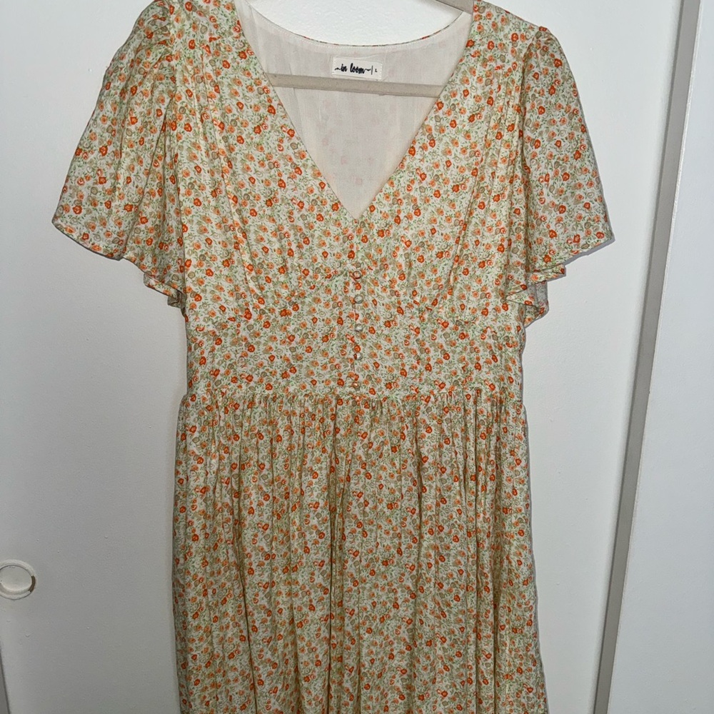 In Bloom Vibrant Orange and Cream Dress
